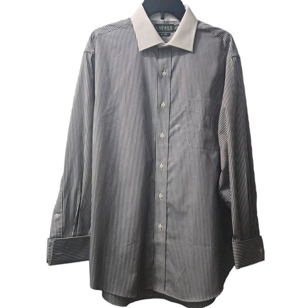 Lauren Ralph Lauren Men's Non Iron 17 32/33 Dress Shirt‎ **Missing Button